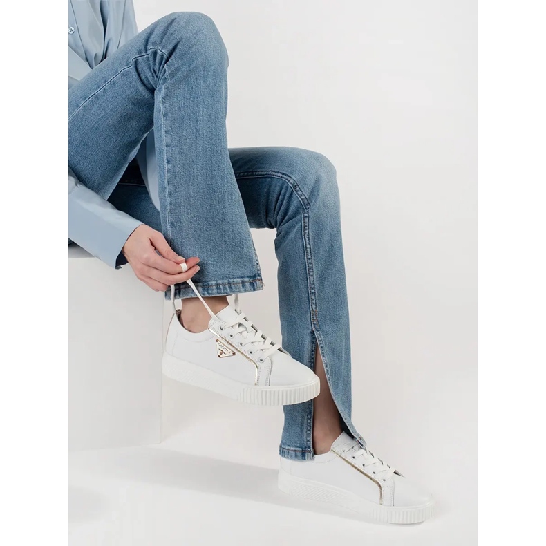 Goodin Nahkavalkoiset lenkkarit paksulla pohjalla valkoinen 1