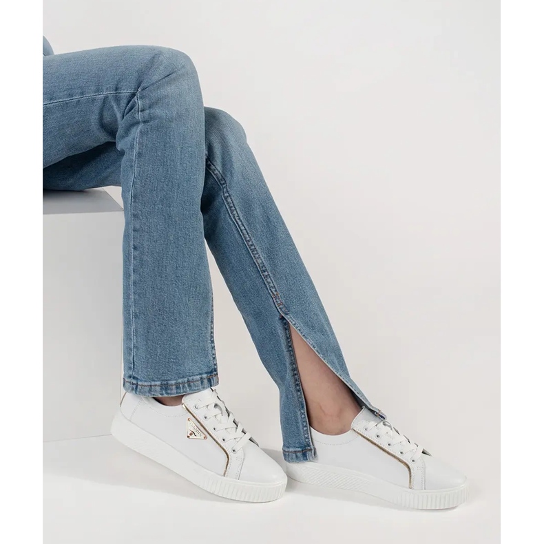 Goodin Nahkavalkoiset lenkkarit paksulla pohjalla valkoinen 2