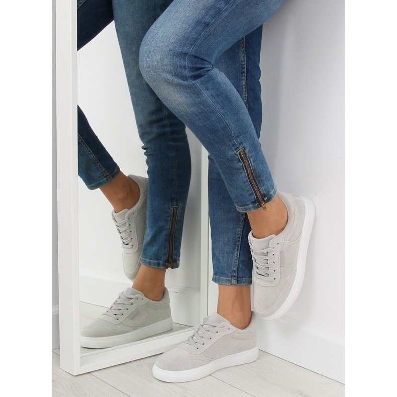 Harmaa mokkanahka naisten tennarit NB172 LT.GREY valkoinen 1