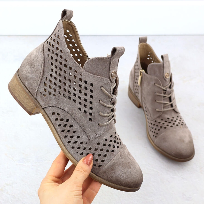 Naisten Openwork Boots Mokkanahka Khaki Potocki SZ12091 vihreä 1