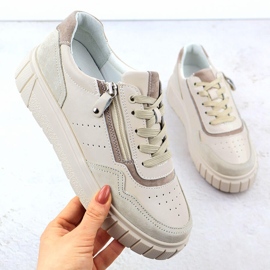 Nahka -lenkkarit Filippo DP6862 Beige -alustalla 1