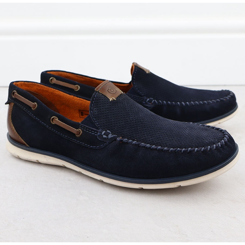 Naisten nahkaiset leipät Mukava laivastonsininen bugatti RR153018 1