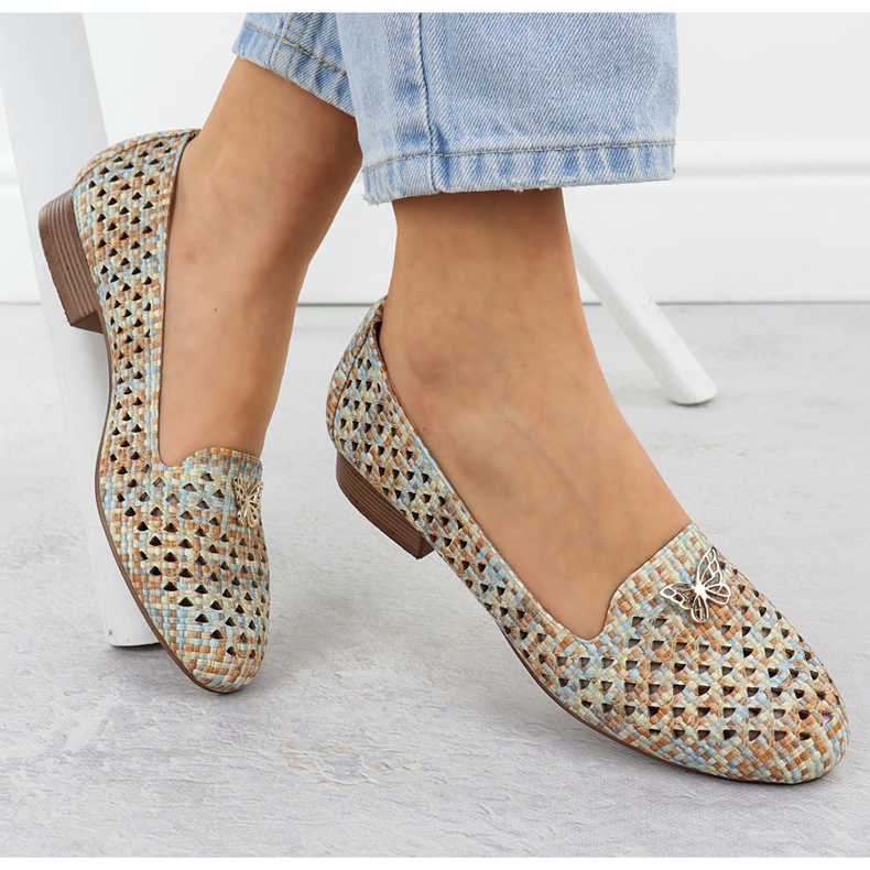 Naisten avoimet kengät matalalla korkokengillä Beige M. Daszyński SA222-3 1