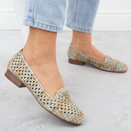 Naisten avoimet kengät matalalla korkokengillä Beige M. Daszyński SA222-3 2