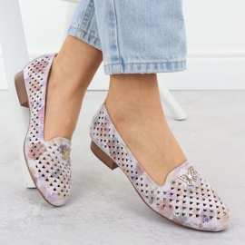 Matalakorkoiset naisten kengät kukilla M. Daszyński SA222-3 monivärinen 1