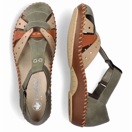 Naisten mukavat sandaalit tarranauhoille, sisäänrakennetuille vihreille sormille Rieker M1655-54 vihreä 2