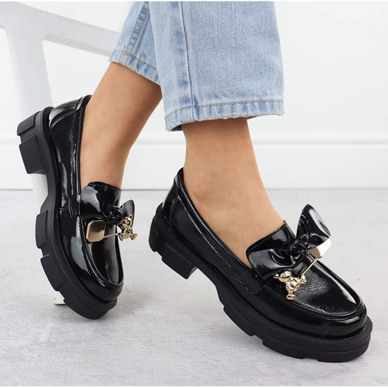 Musta Filippo DP610 Nahkapäällysteet Laatetut korkokengät 1