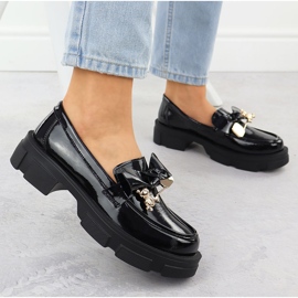 Musta Filippo DP610 Nahkapäällysteet Laatetut korkokengät 2