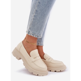 Naisten Eco-nahkaiset mokasiinit, vaalea beige 1