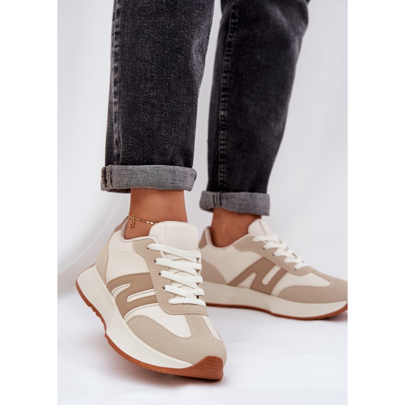 Naisten urheilukengät alustalla, beige 2