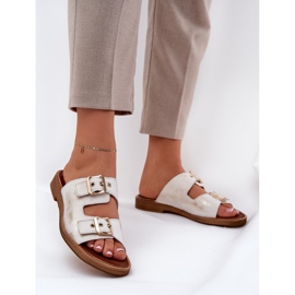 Nahkainen litteä flip flops zazoo 3020 zloty zloty pyyhkitty kultainen 2
