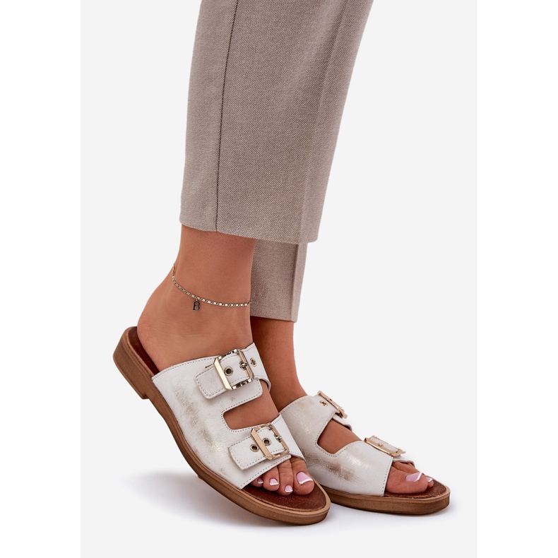 Nahkainen litteä flip flops zazoo 3020 zloty zloty pyyhkitty kultainen 1