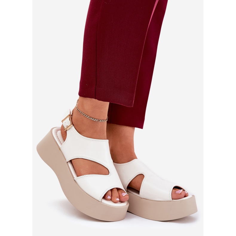 Naisten sandaalit laiturilla ekologinen nahka valkoinen 1
