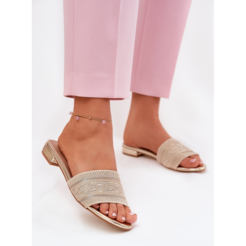 Flat -Proted Women's Flip -Flops Gold kultainen 2