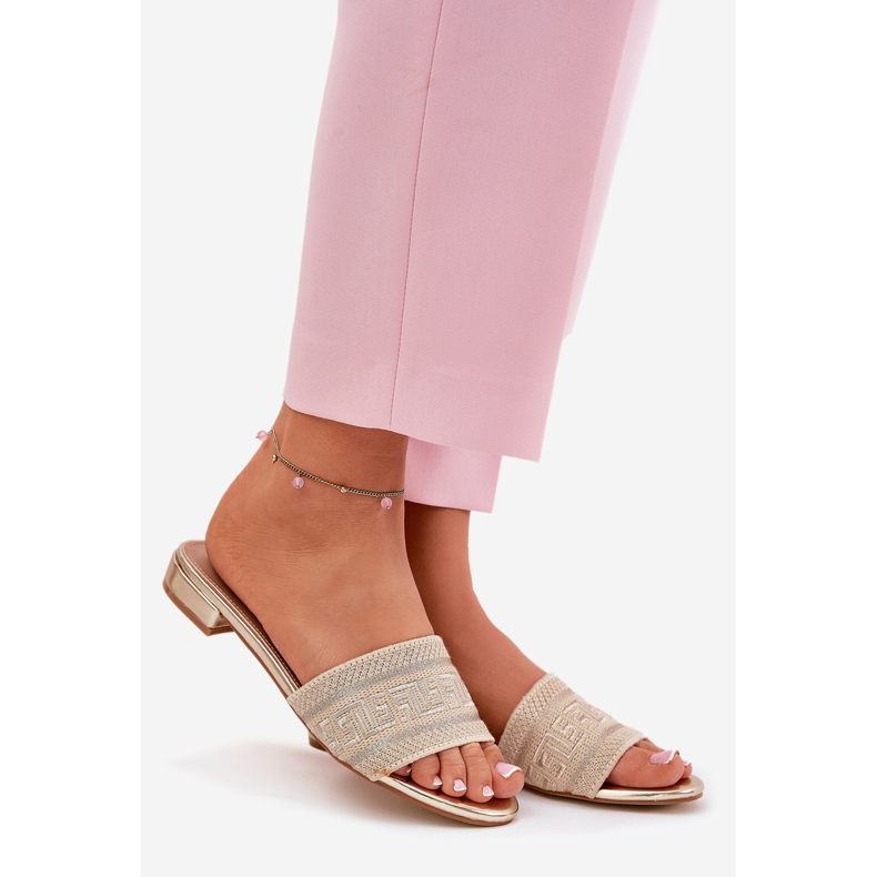 Flat -Proted Women's Flip -Flops Gold kultainen 1