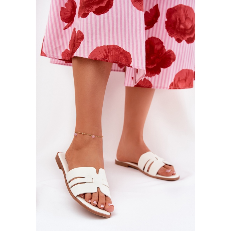 Litteät naisten läpimurtot, joissa on ekologinen nahkakatkaisu valkoinen 2