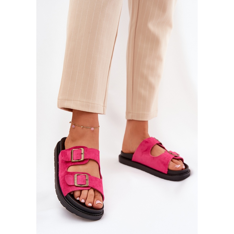 Naisten flip flops foorumilla Buckles Fuksia vaaleanpunainen 2