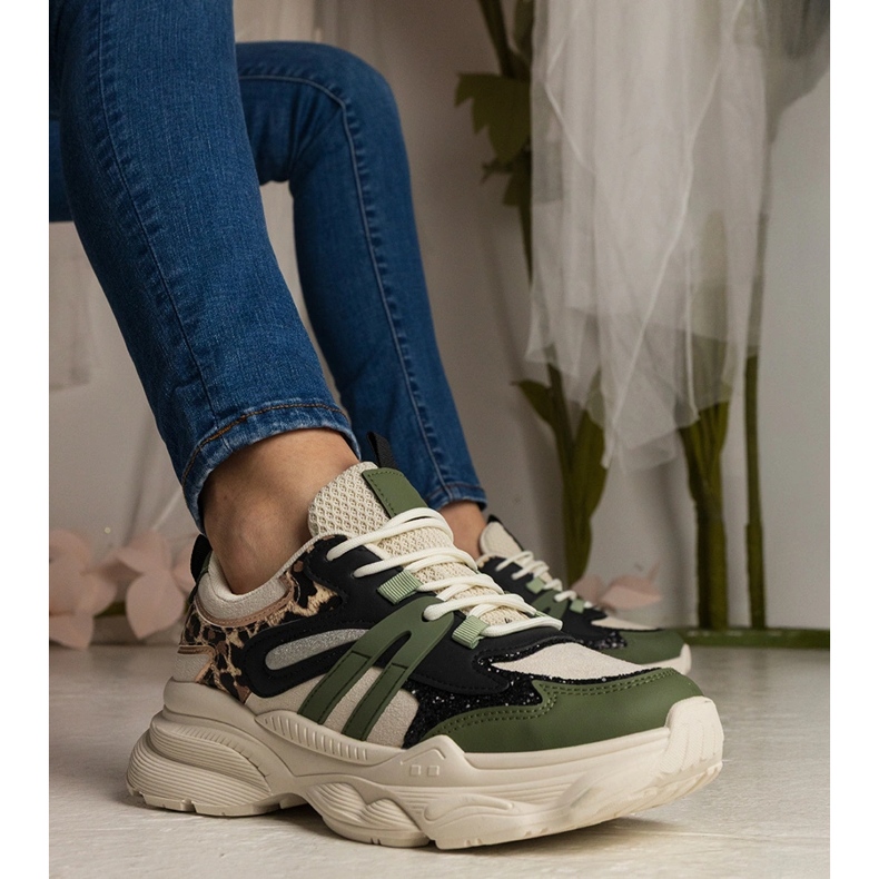 Vihreät lenkkarit naisten urheilu kimaltelevat musta 1