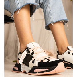 Vaaleanpunaiset naisten tennarit massiivisella pohjalla musta 1