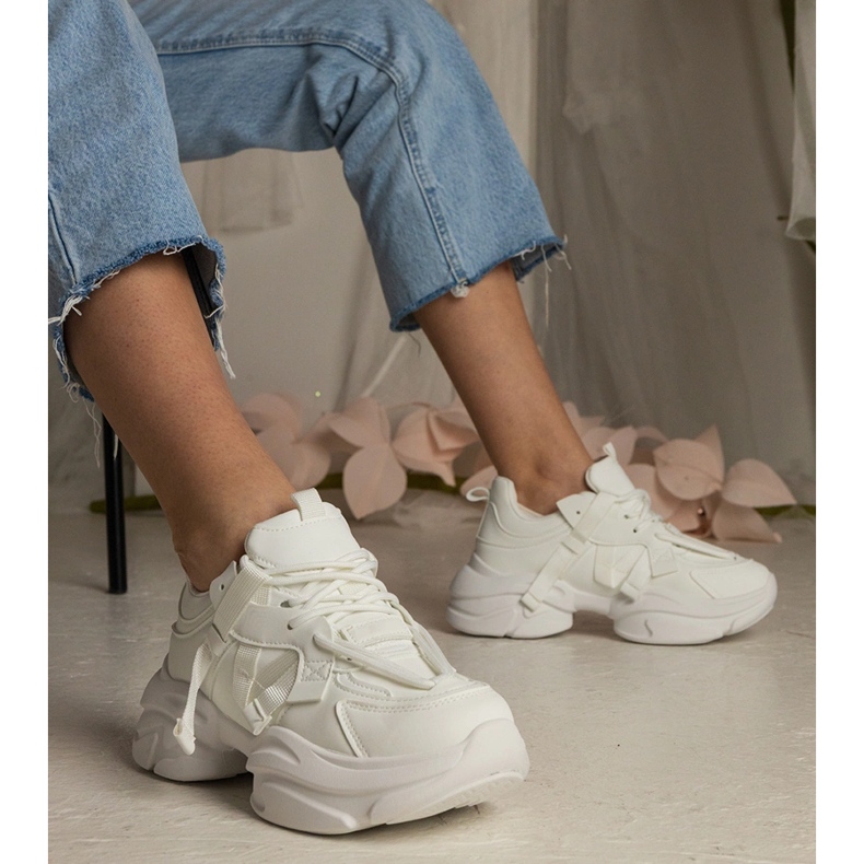 Naisten valkoiset lenkkarit massiiviset urheilulajit valkoinen 1