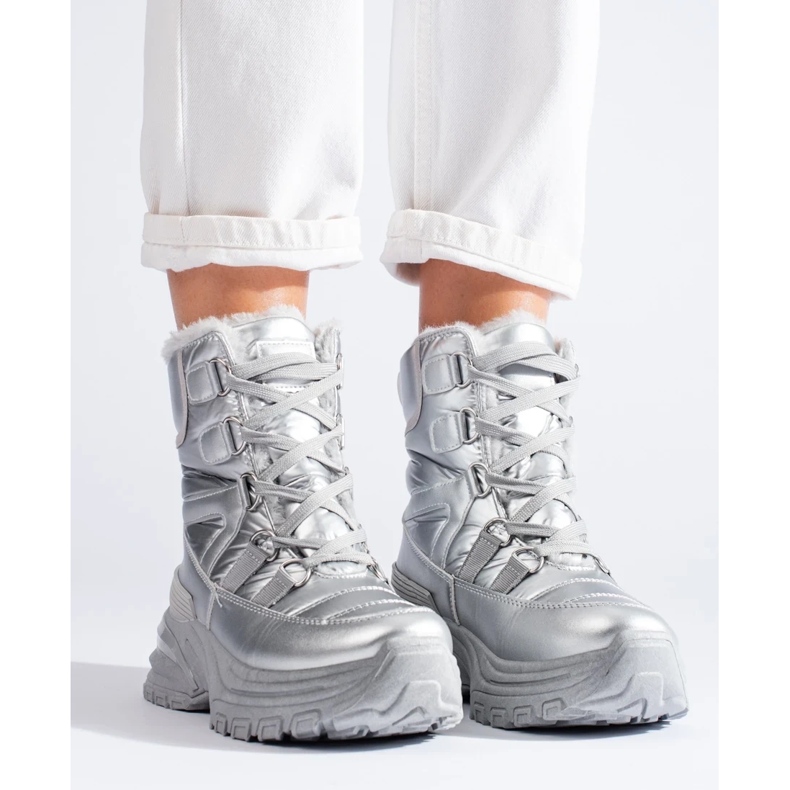 W. Potocki Potockin naisten hopeiset lumisaappaat turkisella hopea 1