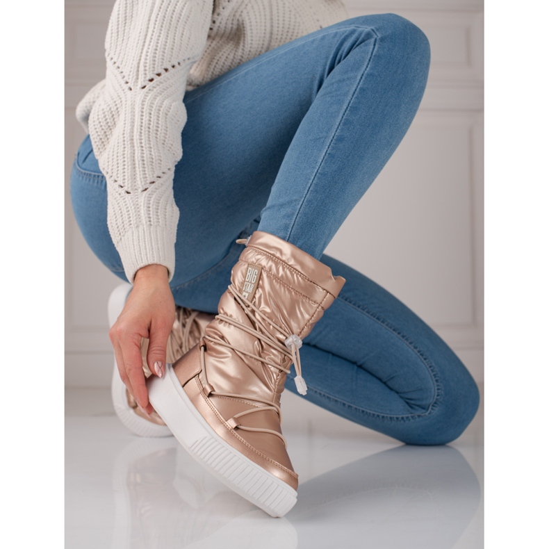 Naisten kullanväriset eristetyt lumisaappaat Big Star KK274194 vaaleanpunainen 2