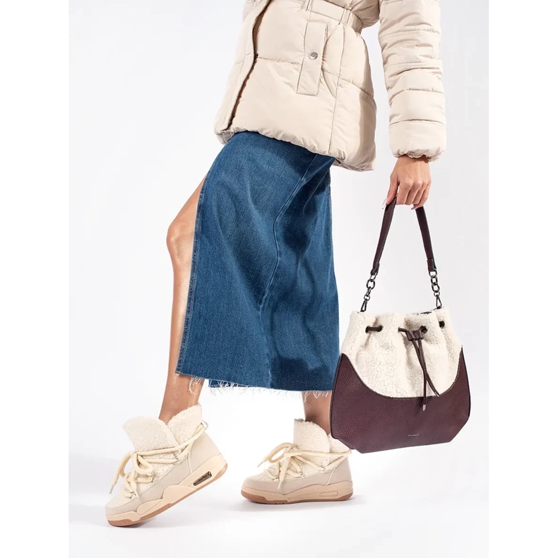 Seastar Beiget naisten lumikengät paksulla pohjalla 1