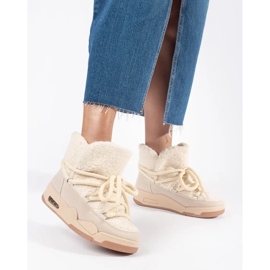 Seastar Beiget naisten lumikengät paksulla pohjalla 2