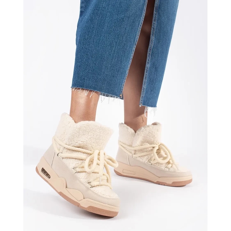 Seastar Beiget naisten lumikengät paksulla pohjalla 2