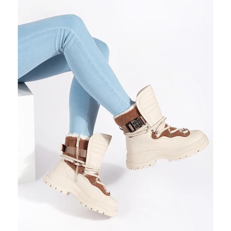 Seastar Beiget naisten lumisaappaat, joissa paksu pohja 2