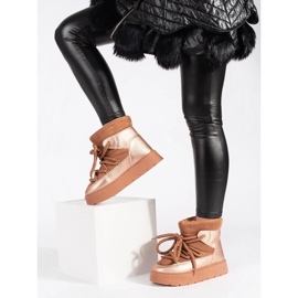 Naisten ruskeat nauhalliset lumisaappaat, joissa paksu pohja 2