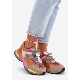 Lenkkarit urheilukengät naiset, joilla on kaksoisnauhoiva khaki beige 1