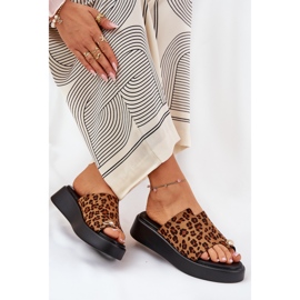 Naisten flip flops lavalla ja matalat kiilat koristeellisilla yksityiskohdilla ruskeat leopardit 6