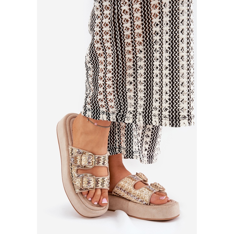 Naisten tossut lavalla soljet ja khaki punokset beige 1