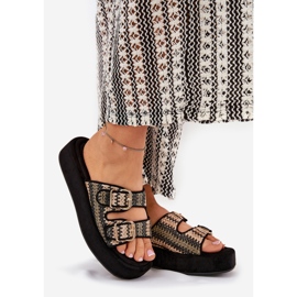 Naisten flip flops lavalla soljella ja mustalla punoksella 1