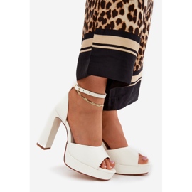 Naisten sandaalit postilla ja alustalla ekologinen nahka valkoinen 1