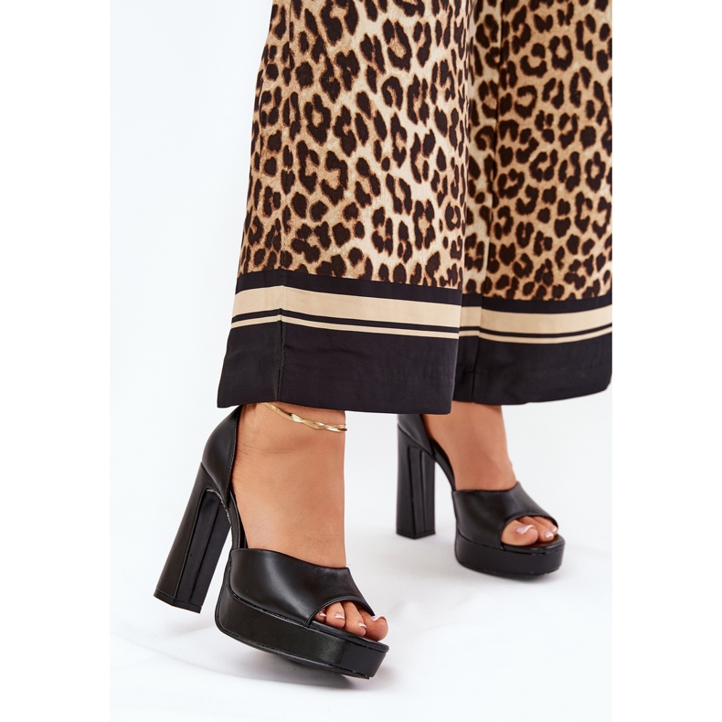 Naisten sandaalit postilla ja alustalla ekologinen nahka musta 2