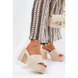 Naisten ekologisen nahkatohvelit postitse ja kevyt Beggar -alusta beige 2