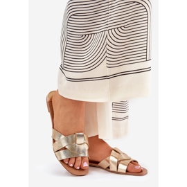 Litteät naisten flopsit toisiinsa kietoutuvilla kultaisilla raidoilla kultainen 1