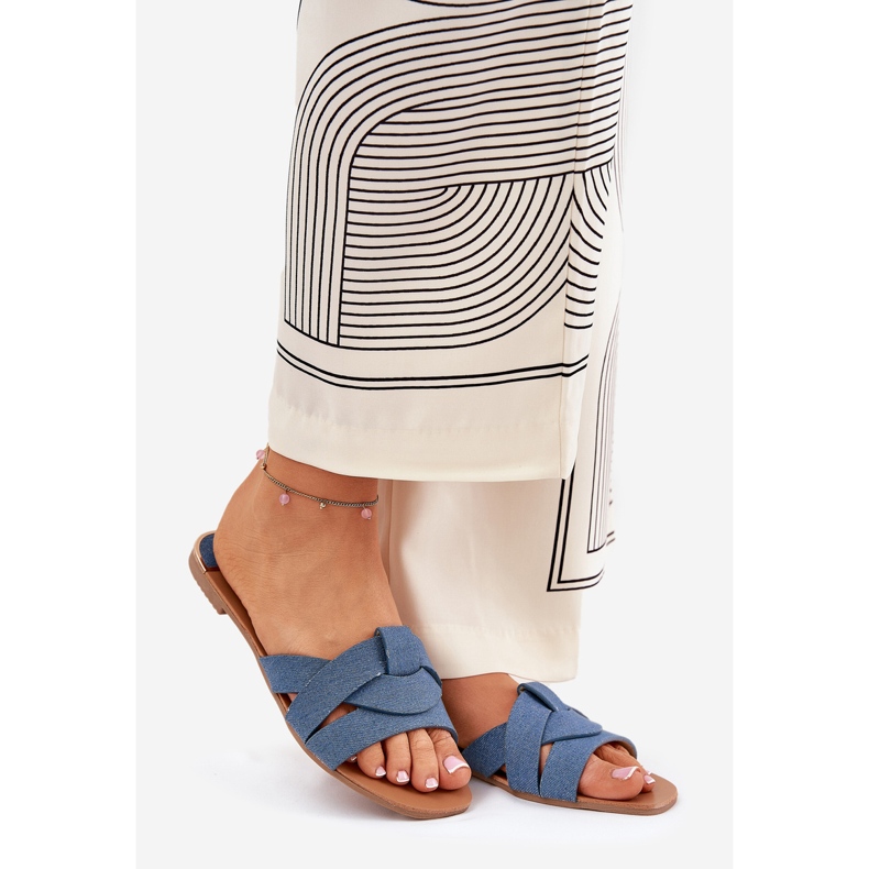 Litteät naisten flopsit kietoutuneilla farkkuilla sininen 1