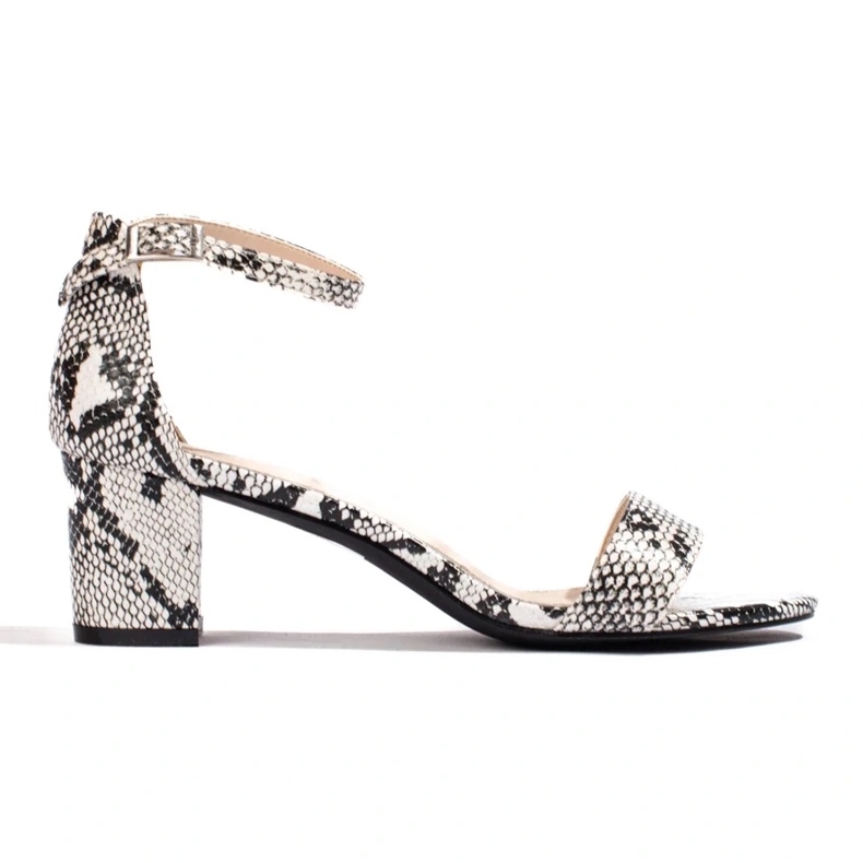 Goodin Snake Print Heel Sandaalit valkoinen 1