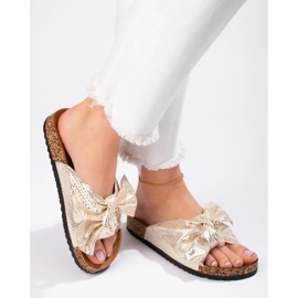 Mukavat varvastossut rusetilla kultainen 1