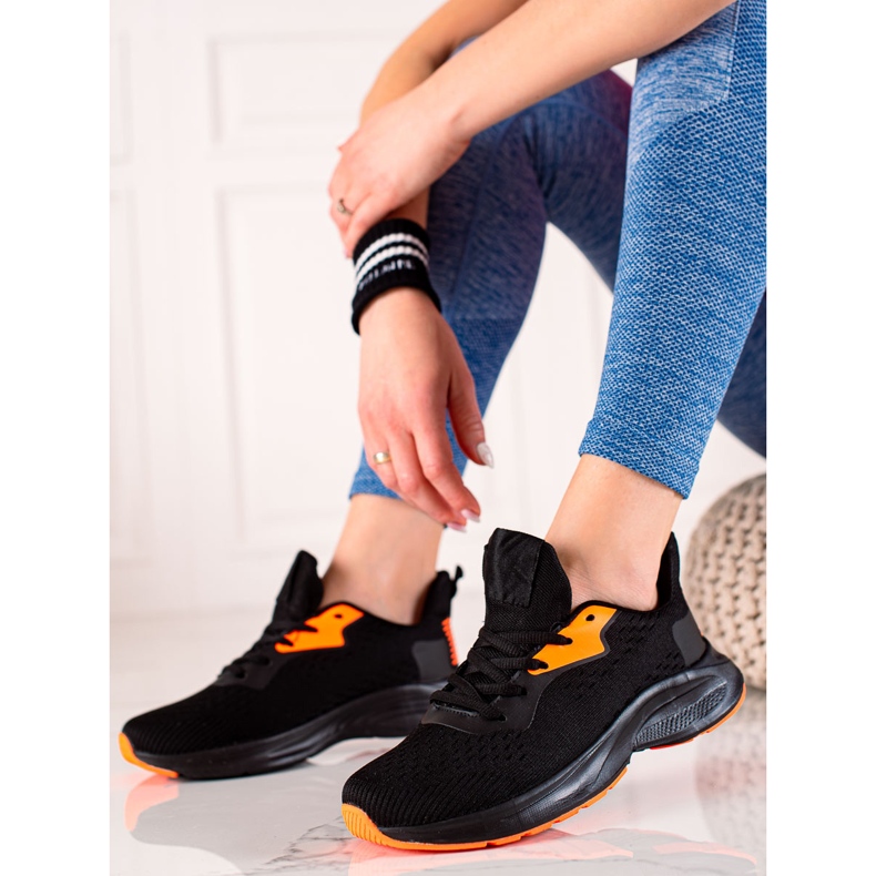 TRENDI Sidotut urheilukengät musta keltainen 1