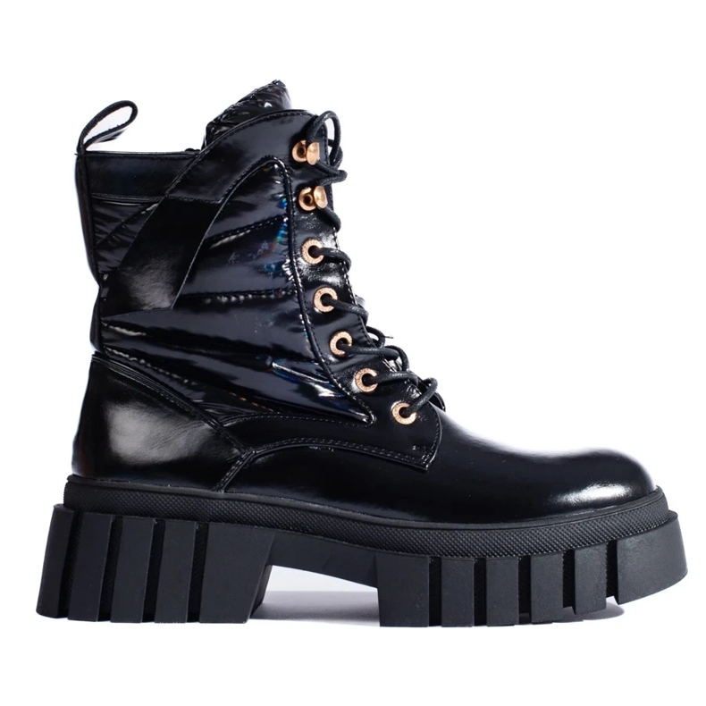 Mustat naisten työläiskengät paksulla pohjalla 2