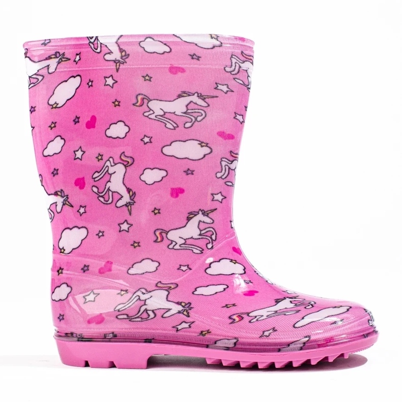 Tyttöjen korkeat wellington-saappaat vaaleanpunaisella kuviolla vaaleanpunainen 1