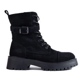 Naisten mokkanahkaiset laukut soljella musta 1