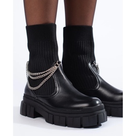 Mustat naisten työsaappaat, joissa on sukat 1