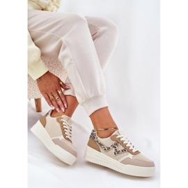 Naisten urheilukengät laiturilla Leopard Khaki beige 6
