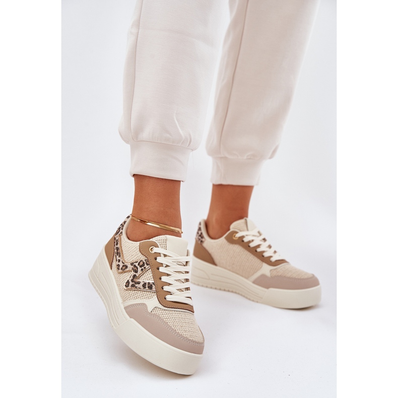Naisten urheilukengät laiturilla Leopard Khaki beige 2
