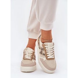 Naisten urheilukengät laiturilla Leopard Khaki beige 3